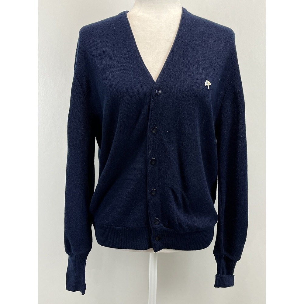 Vintage Arnie Cardigan Sweater Sz Small GUC Navy Arnold Palmer Union Made USA